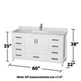 thumbnail image 1 of Wyndham Collection Sheffield 60" Wood & Metal Single Bathroom Vanity in White, 1 of 3