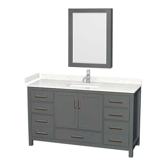 Wyndham Collection Sheffield 60" Wood Single Bathroom Vanity in Chrome/Dark Gray