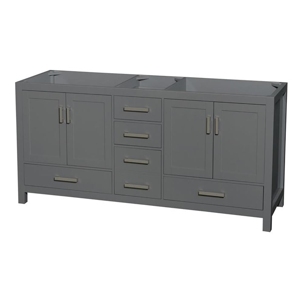 Sheffield 70.75" Elegant Dark Gray Double Bathroom Vanity Base
