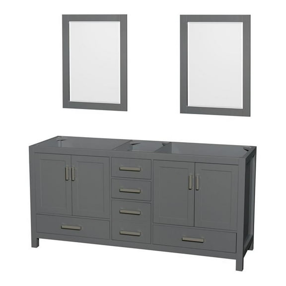 Wyndham Collection Sheffield 71" Wood Double Bathroom Vanity in Dark Gray
