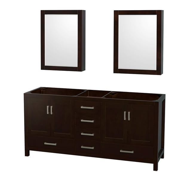 Wyndham Collection Sheffield 71" Wood & Metal Double Bathroom Vanity in Espresso