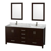 Wyndham Collection Sheffield 72" Marble Double Bathroom Vanity in Espresso/White