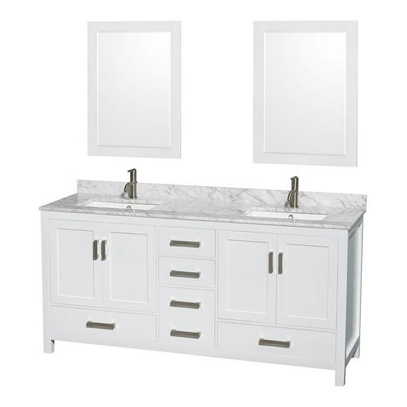 Wyndham Collection Sheffield 72" Metal Double Bathroom Vanity in White/Chrome