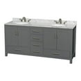 thumbnail image 1 of Wyndham Collection Sheffield 72" Metal Double Bathroom Vanity in White/Dark Gray, 1 of 3