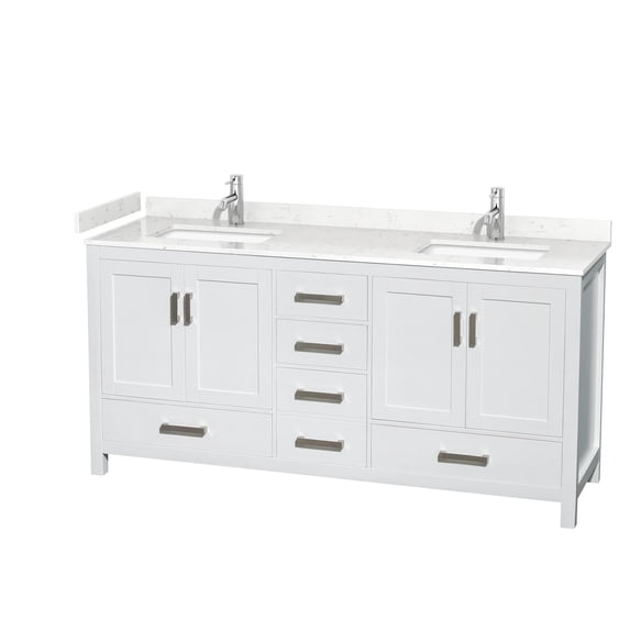 Wyndham Collection Sheffield 72" No Mirror Wood Double Bathroom Vanity in White