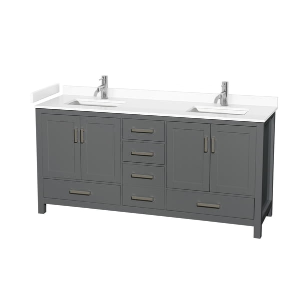 Wyndham Collection Sheffield 72" Wood Double Bathroom Vanity in Dark Gray