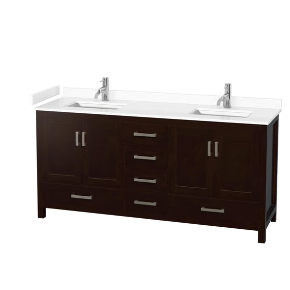 Wyndham Collection Sheffield 72" Wood Double Bathroom Vanity in Espresso
