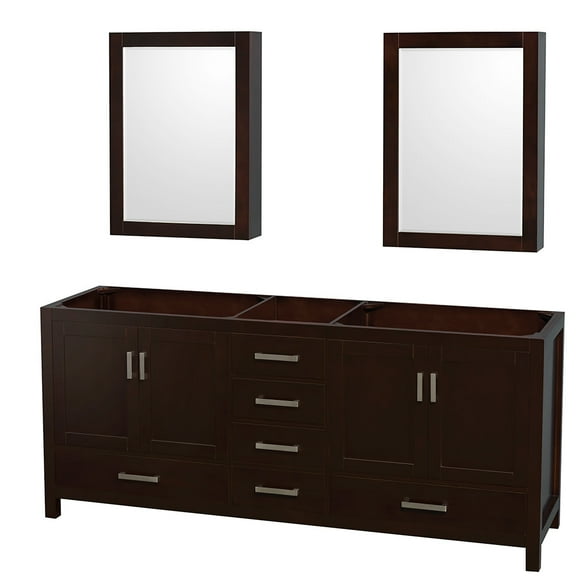 Wyndham Collection Sheffield 79" Cabinet Wood Double Bathroom Vanity in Espresso
