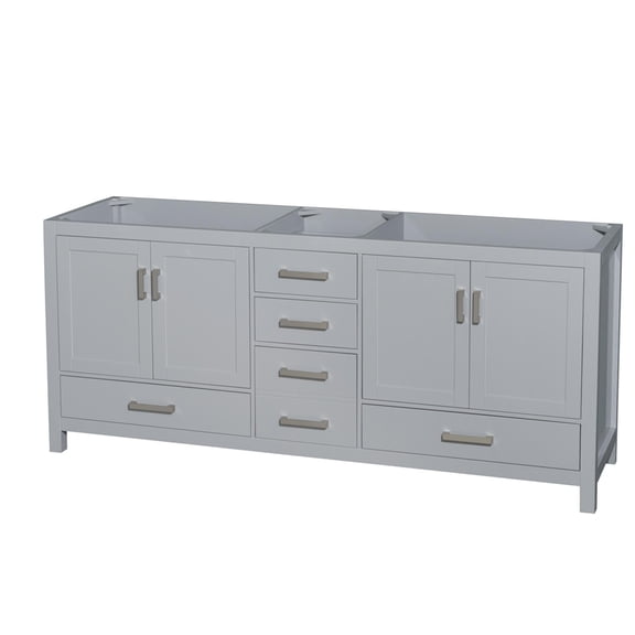 Wyndham Collection Sheffield 79" No Mirror Wood Double Bathroom Vanity in Gray
