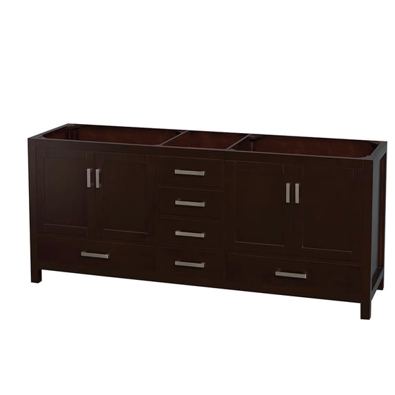 Wyndham Collection Sheffield 79" Solid Wood Double Bathroom Vanity in Espresso