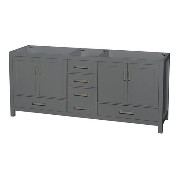 Wyndham Collection Sheffield 79" Wood Double Bathroom Vanity in Dark Gray