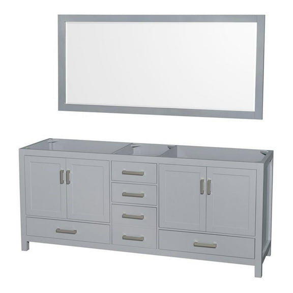 Wyndham Collection Sheffield 79" Wood Double Bathroom Vanity in Gray/Chrome