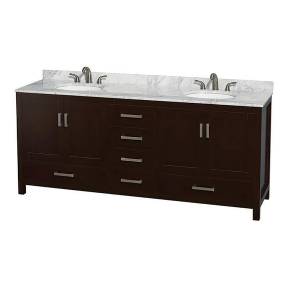 Wyndham Collection Sheffield 80" Metal Double Bathroom Vanity in White/Espresso