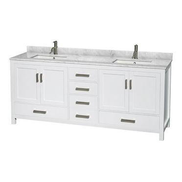 Wyndham Collection Sheffield 80" Metal & Wood Double Bathroom Vanity in White