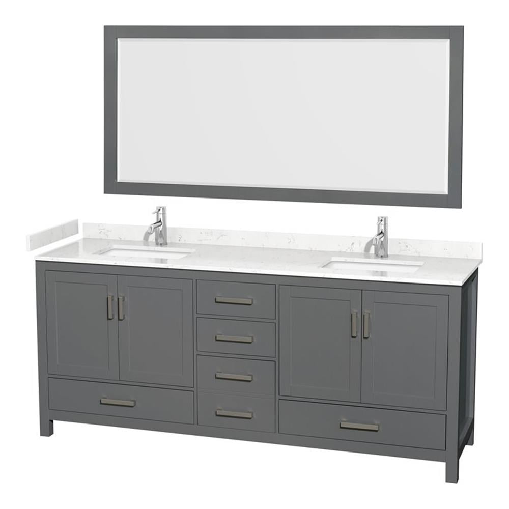 Sheffield 80" Dark Gray Double Bathroom Vanity with Carrara Marble Top