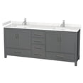 thumbnail image 1 of Wyndham Collection Sheffield 80" Solid Wood Double Bathroom Vanity in Dark Gray, 1 of 4