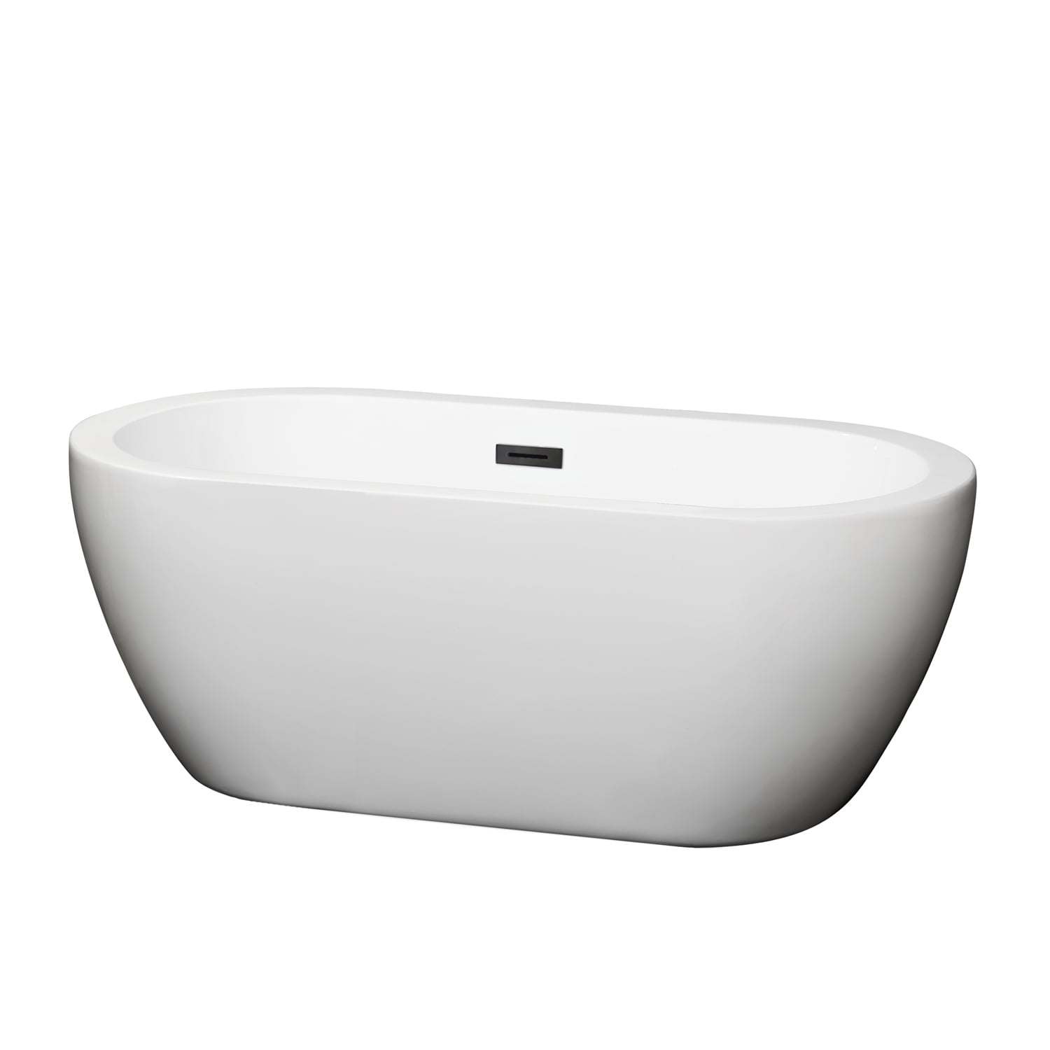 Soho 60'' White Acrylic Freestanding Bathtub with Matte Black Trim