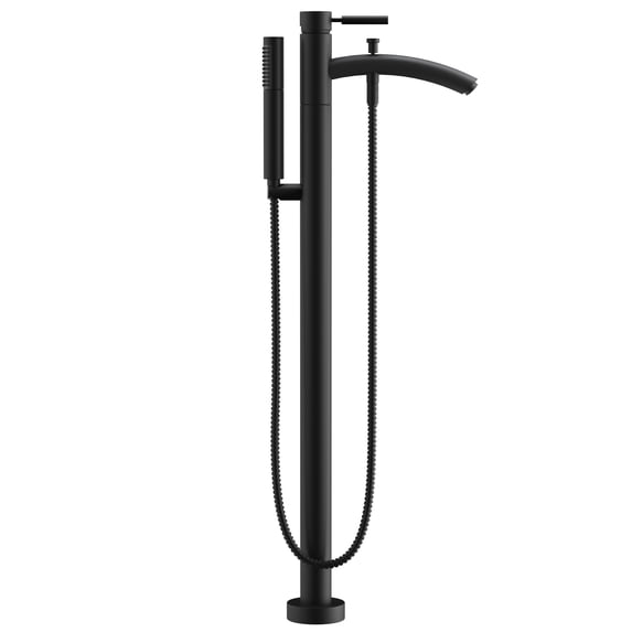 Taron Modern-Style Bathroom Tub Filler Faucet (Floor-mounted) in Matte Black