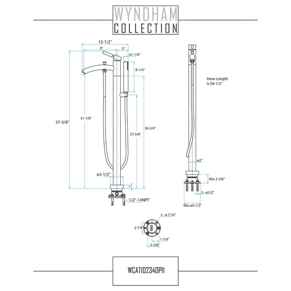 Taron Modern-Style Bathroom Tub Filler Faucet (Floor-mounted) in Polished Chrome