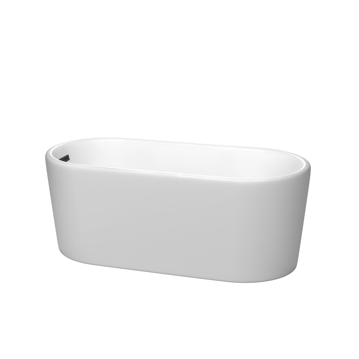 Ursula 59 Inch Matte White Acrylic Freestanding Bathtub with Black Trim