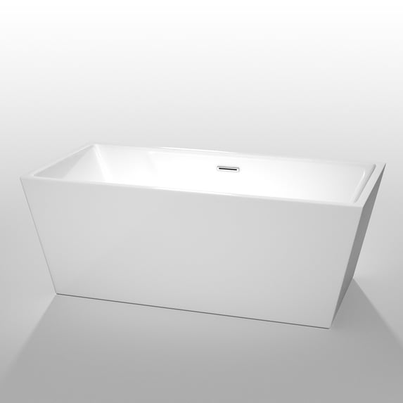 Wyndham Collection WCBTK151463 Sara Sara White 63 in. Soaking Bathtub with Chrome Drain
