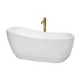 thumbnail image 1 of Wyndham Collection WCBTO85666PCATPGD 27.25 x 66.5 x 27.5 in. Margaret Freestanding Bathtub with White, Polished Chrome Trim & Floor Mounted Faucet in Brushed Gold, 1 of 1