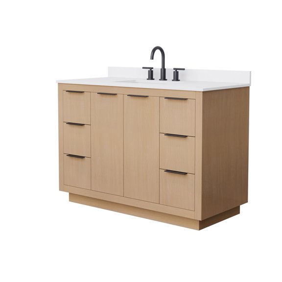 Wyndham Collection WCF282848SLBWCUS3MXX Maroni 48" Free Standing Single Basin Vanity Set -