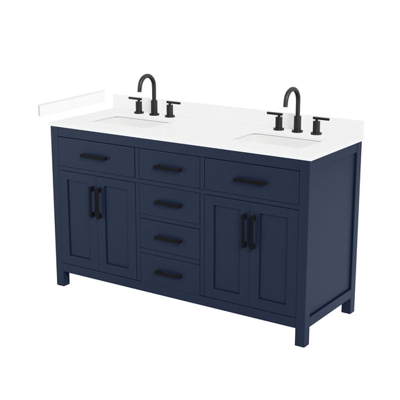 Wyndham Collection WCG242460DBBWCUS3MXX Beckett 60" Free Standing Double Basin Vanity Set