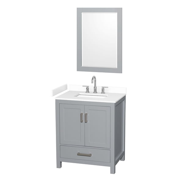 Wyndham Collection WCS141430SGYWCUS3M24 Sheffield 30" Free Standing Single Basin Vanity