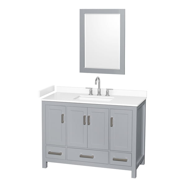 Wyndham Collection WCS141448SGYWCUS3M24 Sheffield 48" Free Standing Single Basin Vanity