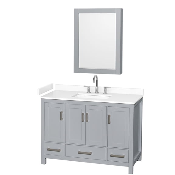 Wyndham Collection WCS141448SGYWCUS3MED Sheffield 48" Free Standing Single Basin Vanity