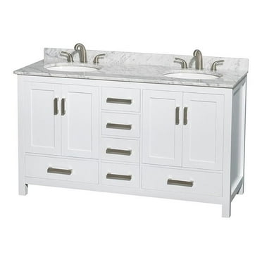 Wyndham Collection WCS141460DWH Sheffield 60-in. Double Bathroom Vanity - White