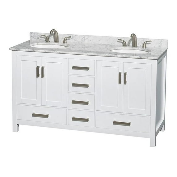 Wyndham Collection WCS141460DWH Sheffield 60-in. Double Bathroom Vanity - White
