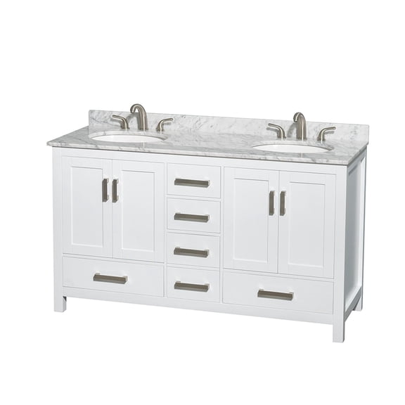 Wyndham Collection WCS141460DWH Sheffield 60-in. Double Bathroom Vanity - White