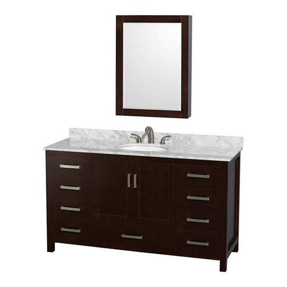 Wyndham Collection WCS141460SES Sheffield 60-in. Single Bathroom Vanity Set with Medicine - Espresso