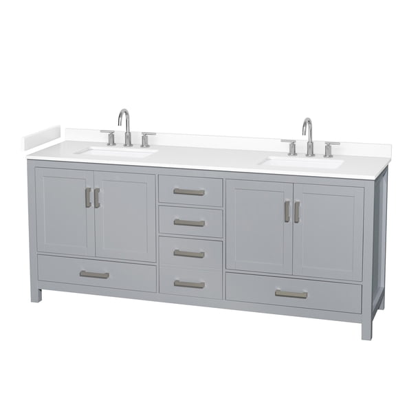 Wyndham Collection WCS141480DGYWCUS3MXX Sheffield 80" Free Standing Double Basin Vanity