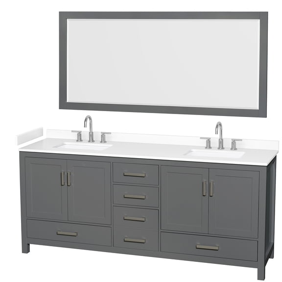 Wyndham Collection WCS141480DKGWCUS3M70 Sheffield 80" Free Standing Double Basin Vanity
