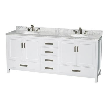 Wyndham Collection WCS141480DWH Sheffield 80-in. Double Bathroom Vanity - White