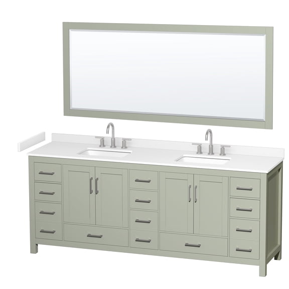 Wyndham Collection WCS141484DLGWCUS3M70 Sheffield 84" Free Standing Double Basin Vanity