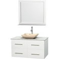 thumbnail image 1 of Wyndham Collection WCVW00942SWHCMGS2M36 Centra 42 in. Vanity In White With Marble Vanity Top In Carrara White, Ivory Marble Sink And 36 in. Mirror, 1 of 1