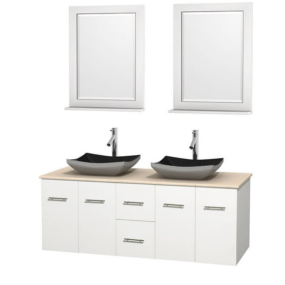 Wyndham Collection WCVW00960DWHIVOVM24 60" Wall Mounted / Floating Vanity Set