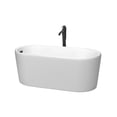 thumbnail image 1 of Ursula 59 Inch Freestanding Bathtub in Matte White with Floor Mounted Faucet, Drain and Overflow Trim in Matte Black, 1 of 5