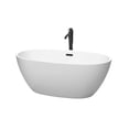 thumbnail image 1 of Juno 59 Inch Freestanding Bathtub in Matte White with Floor Mounted Faucet, Drain and Overflow Trim in Matte Black, 1 of 5