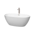 thumbnail image 1 of Juno 59 Inch Freestanding Bathtub in Matte White with Floor Mounted Faucet, Drain and Overflow Trim in Brushed Nickel, 1 of 5
