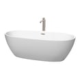 thumbnail image 1 of Juno 71 Inch Freestanding Bathtub in Matte White with Floor Mounted Faucet, Drain and Overflow Trim in Brushed Nickel, 1 of 5