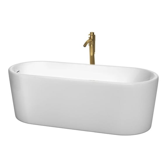 Wyndham Collection Ursula 67-inch White Freestanding Soaking Bathtub
