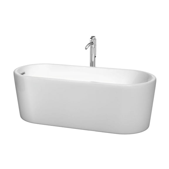 Wyndham Collection Ursula 67-inch White Freestanding Soaking Bathtub