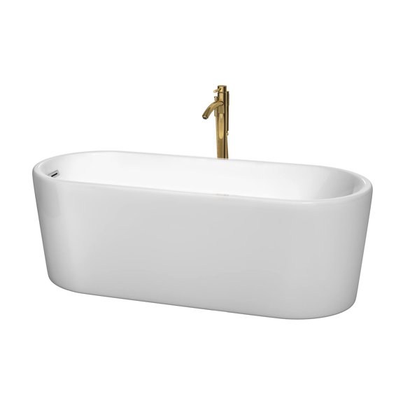 Wyndham Collection  Ursula 67-inch White Freestanding Soaking Bathtub
