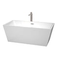 thumbnail image 1 of Sara 63" Freestanding Bathtub in White with Floor Mounted Faucet, Drain and Overflow Trim in Brushed, 1 of 7