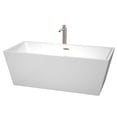 thumbnail image 1 of Sara 67" Freestanding Bathtub in White with Floor Mounted Faucet, Drain and Overflow Trim in Brushed, 1 of 7